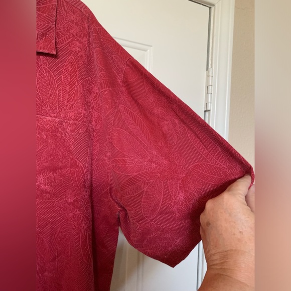 Jamaica Jaxx  Mens Silk Short Sleeve Red Button Down Hawaiian Shirt (3)🌴 - Picture 4 of 12